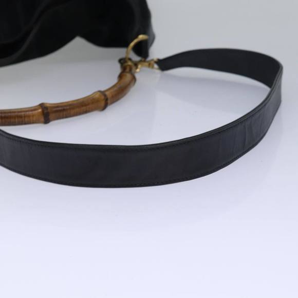 GUCCI Bamboo Hand Bag Suede 2way Black 001 14 1577 Auth yk13644 - Picture 8 of 16